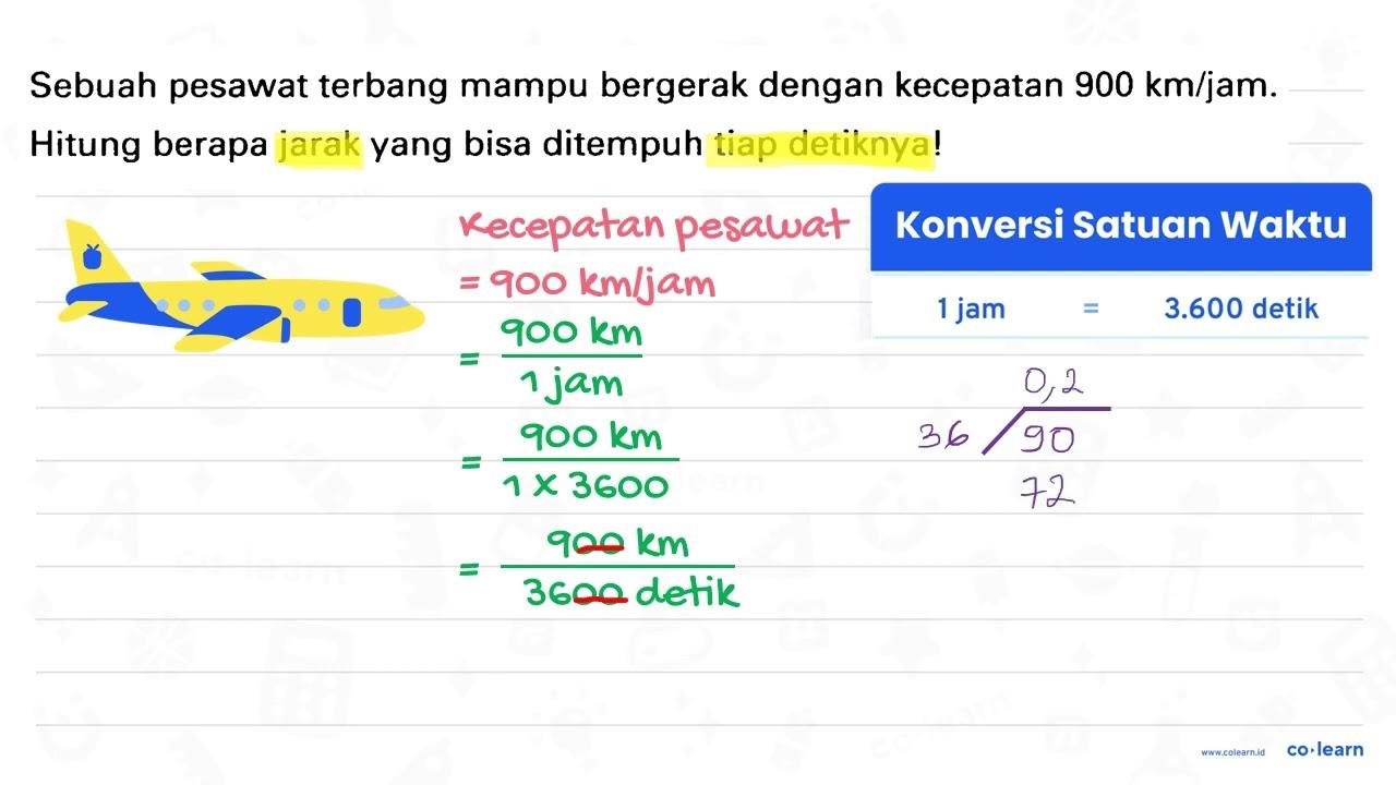 Sebuah pesawat terbang mampu bergerak dengan kecepatan 900