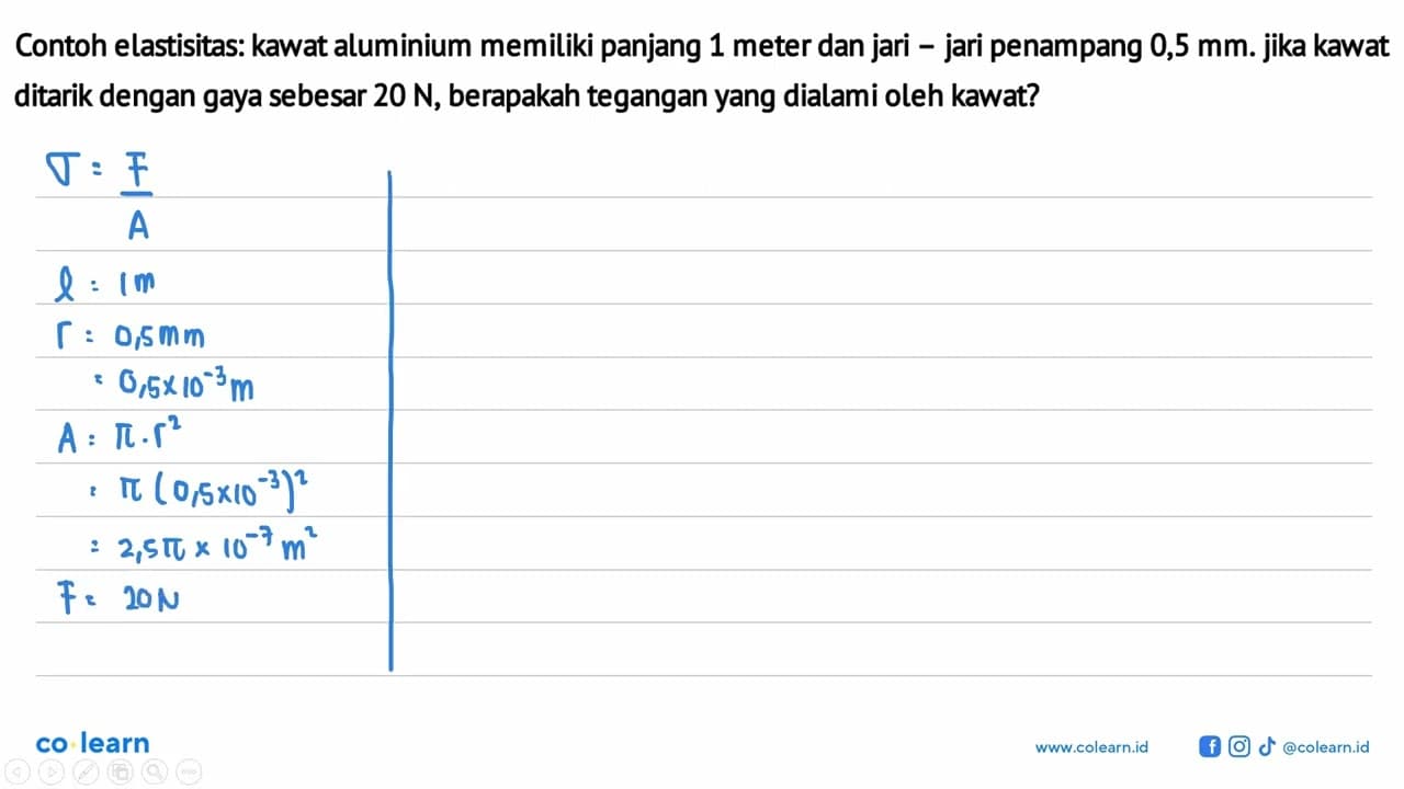 Contoh elastisitas: kawat aluminium memiliki panjang 1