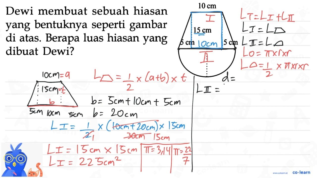 Dewi membuat sebuah hiasan yang bentuknya seperti gambar di