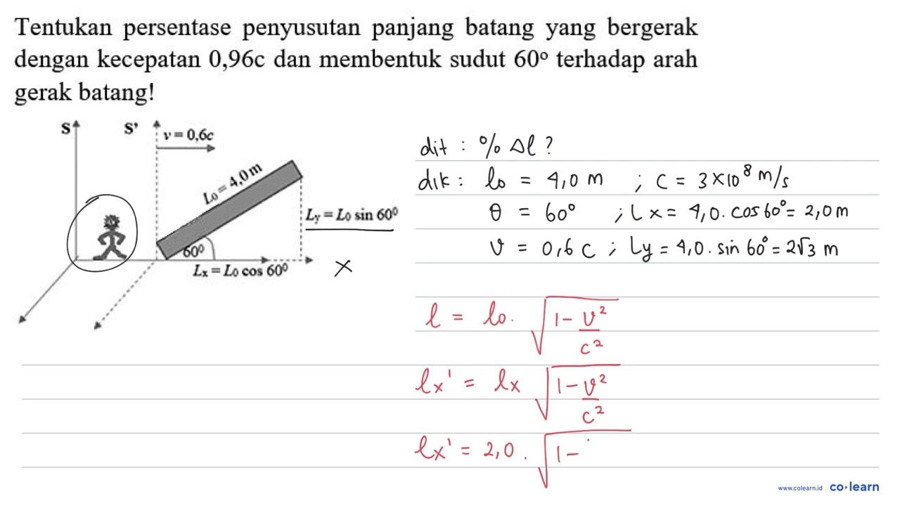 Tentukan persentase penyusutan panjang batang yang bergerak