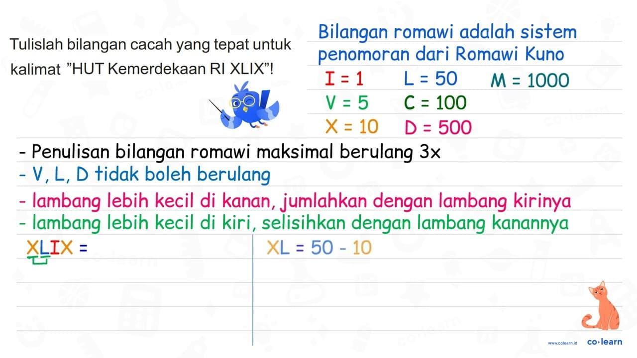 Tulislah bilangan cacah yang tepat untuk kalimat "HUT