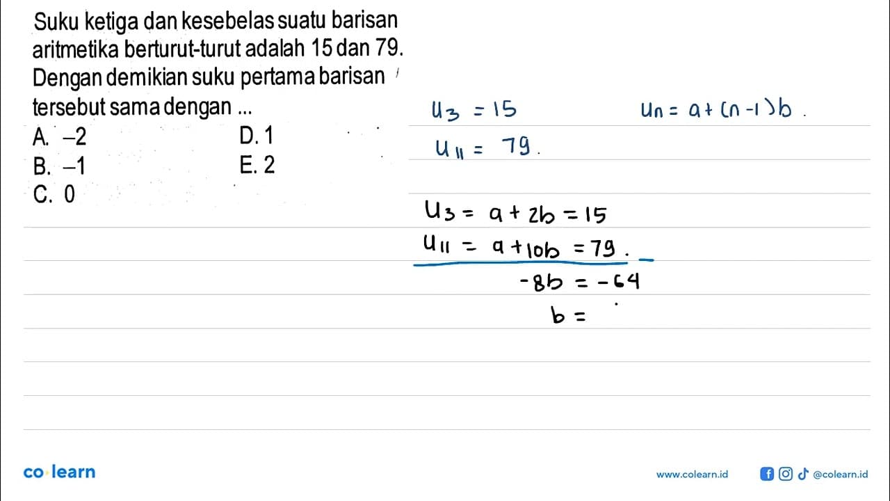 Suku ketiga dan kesebelas suatu barisan aritmetika