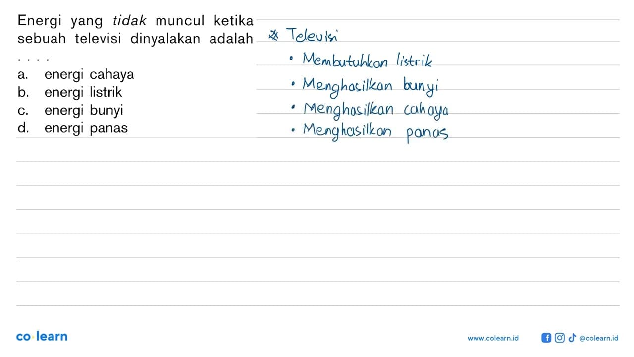 Energi yang tidak muncul ketika sebuah televisi dinyalakan