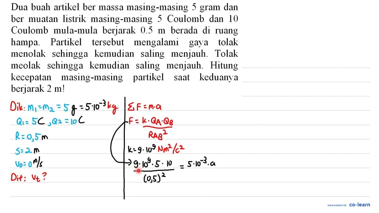 Dua buah artikel ber massa masing-masing 5 gram dan ber