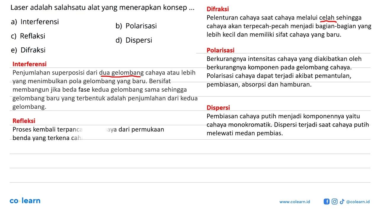 Laser adalah salah satu alat yang menerapkan konsep ...