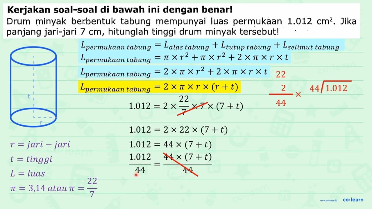 Kerjakan soal-soal di bawah ini dengan benar! Drum minyak