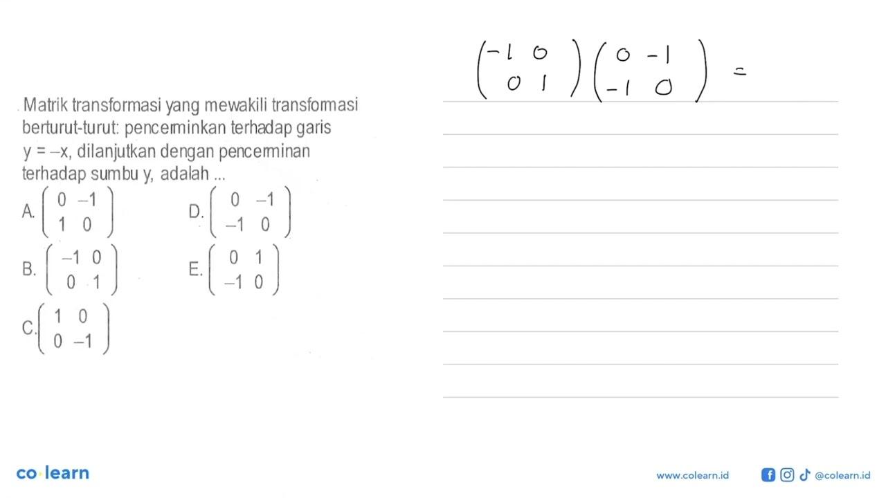 Matriks transformasi yang mewakili transformasi