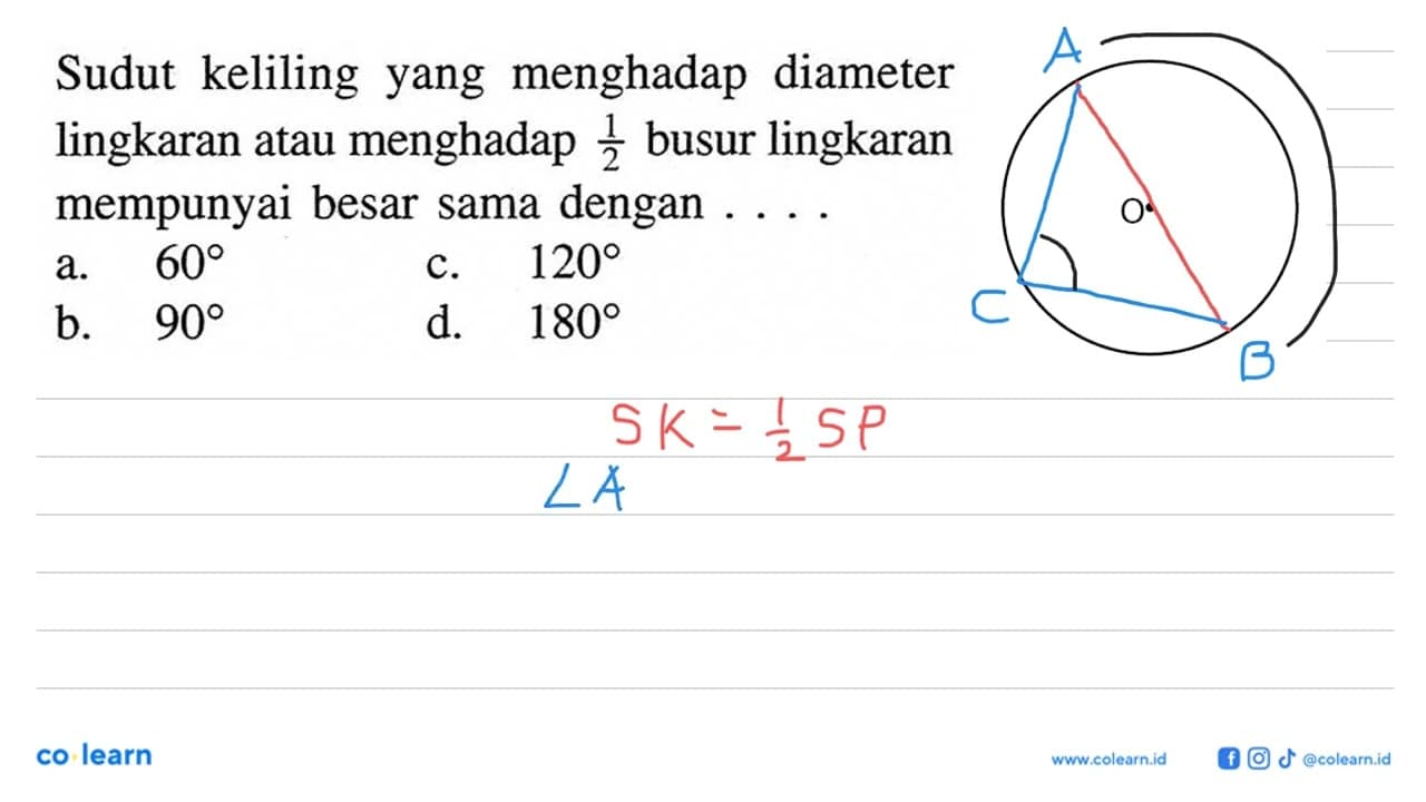 Sudut keliling yang menghadap diameter lingkaran atau