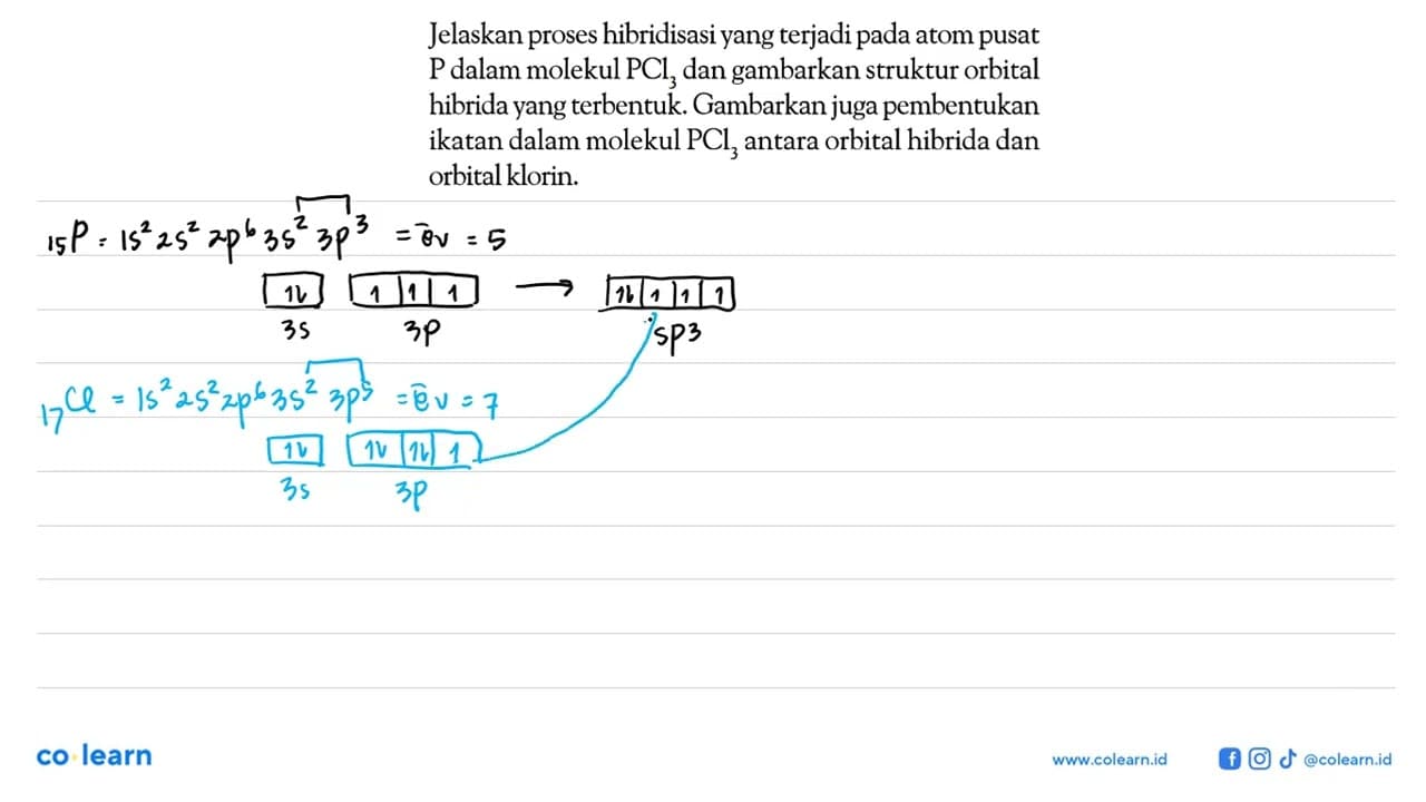 Jelaskan proses hibridisasi yang terjadi pada atom pusat P