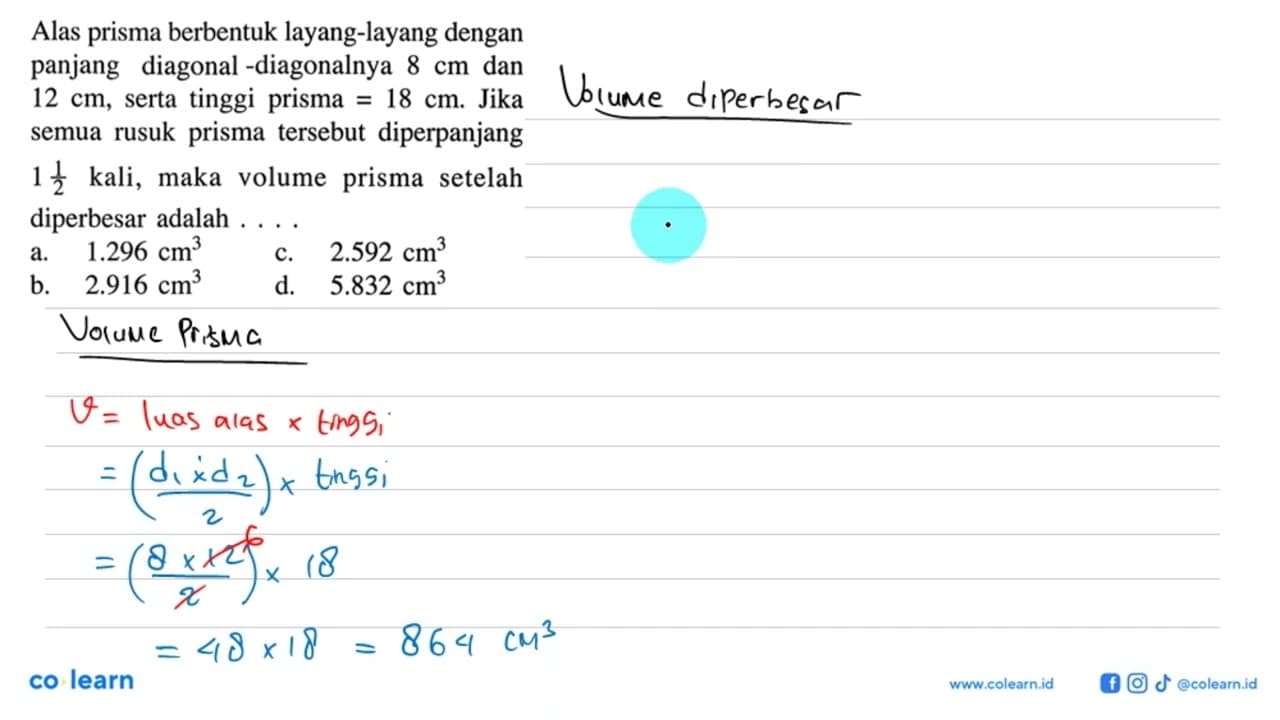 Alas prisma berbentuk layang-layang dengan panjang