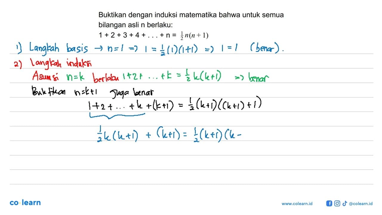 Buktikan dengan induksi matematika bahwa untuk semua