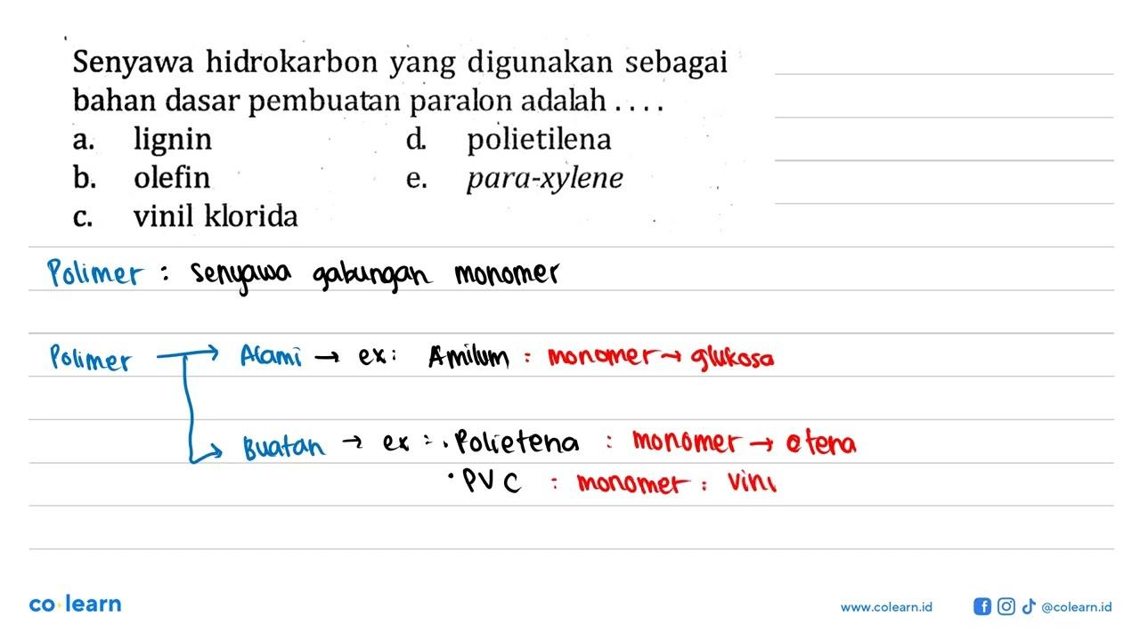 Senyawa hidrokarbon yang digunakan sebagai bahan dasar