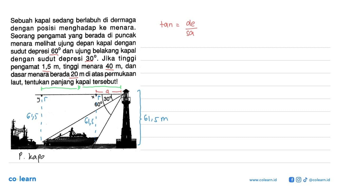 Sebuah kapal sedang berlabuh di dermaga dengan posisi