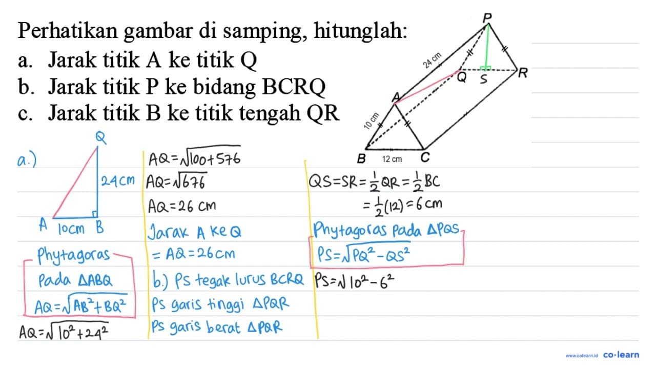 Perhatikan gambar di samping, hitunglah: a. Jarak titik A