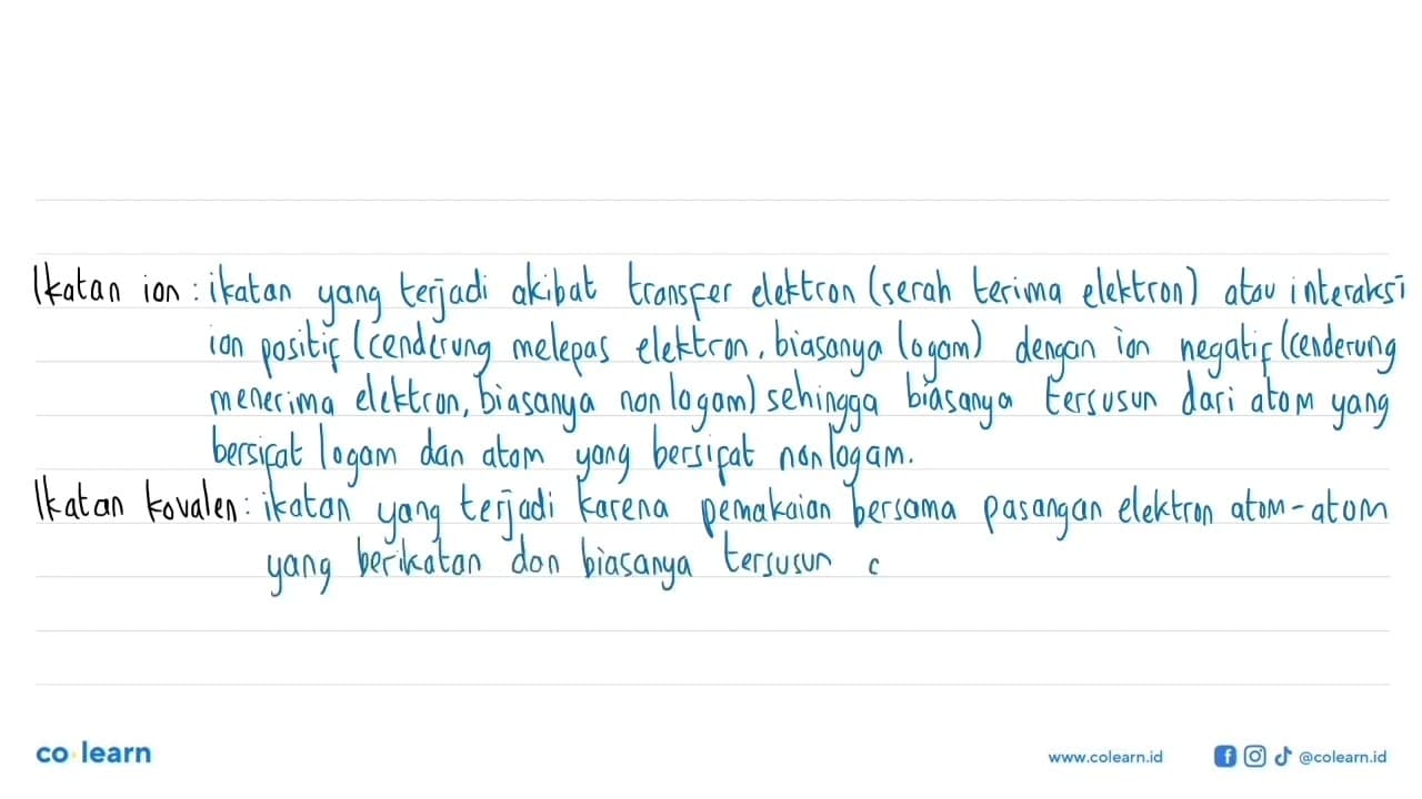 Kelompok senyawa yang masing-masing mempunyai ikatan ion