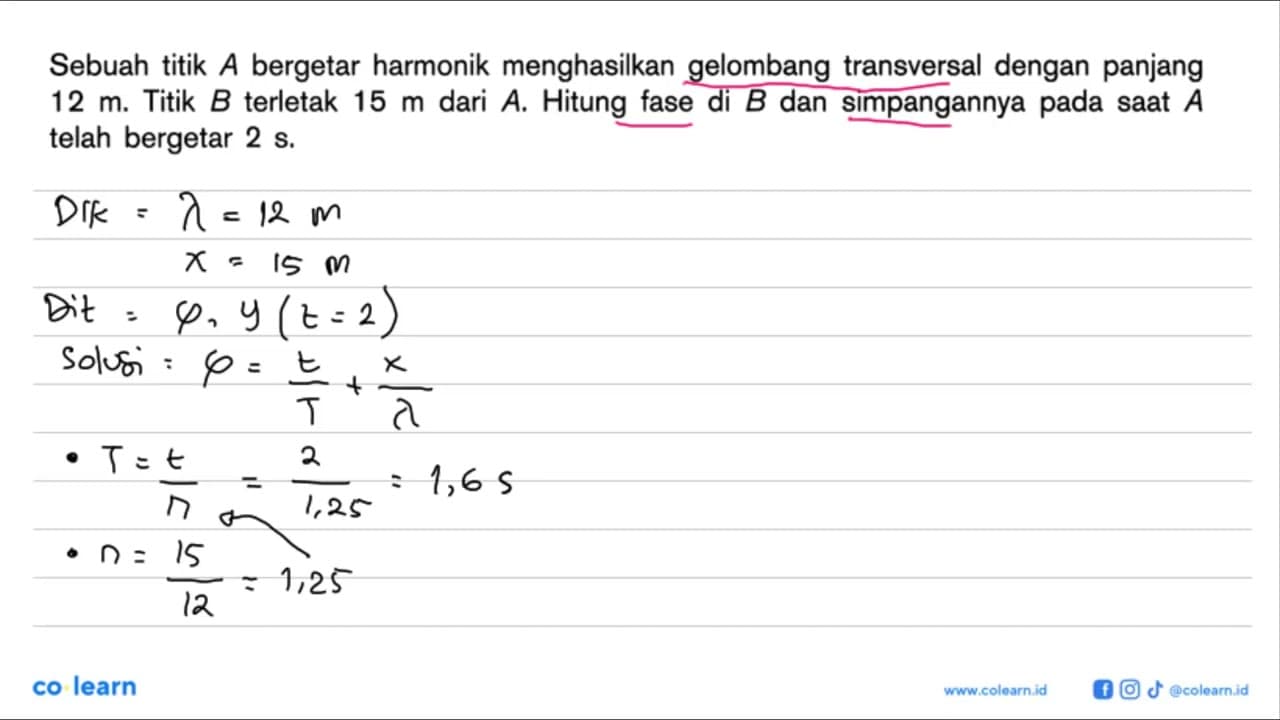 Sebuah titik A bergetar harmonik menghasilkan gelombang