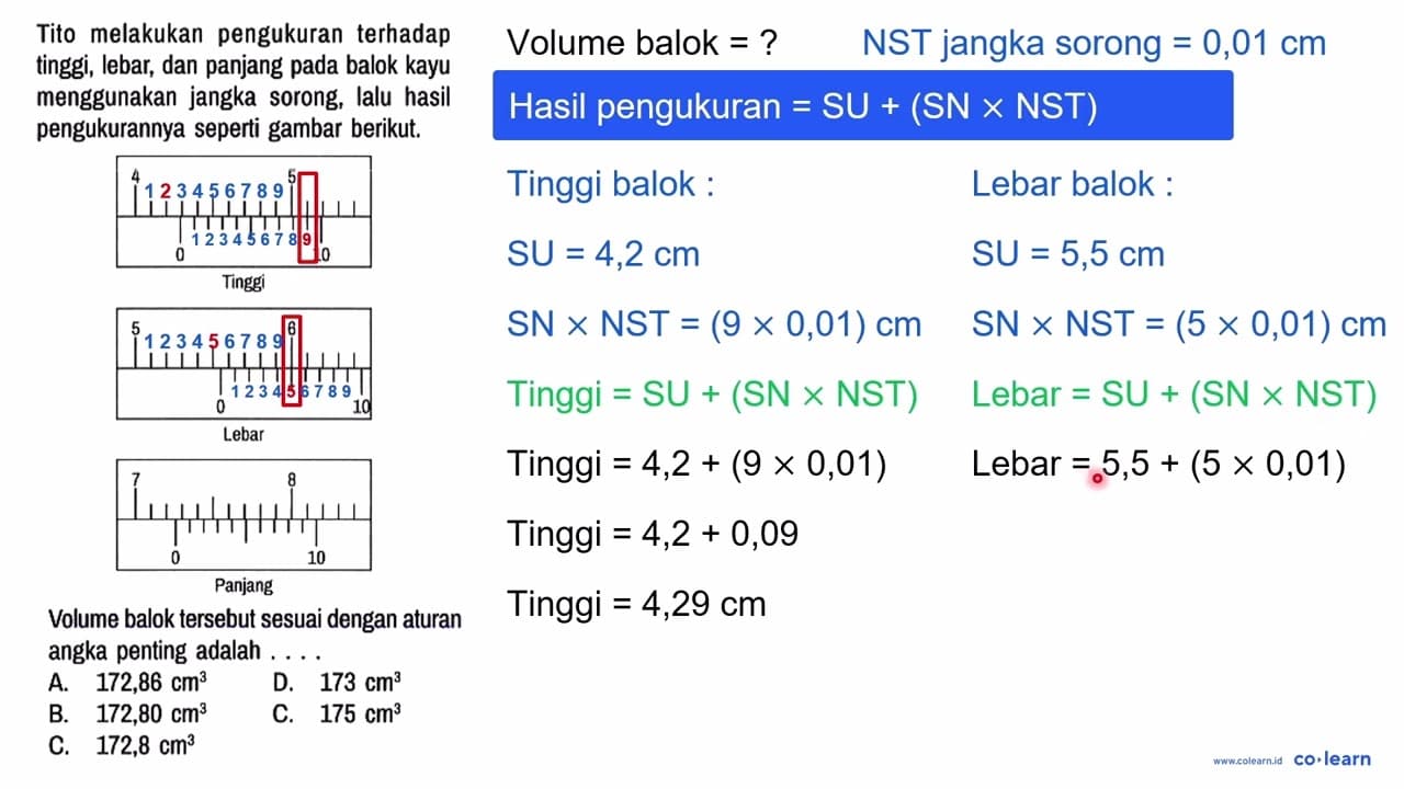 Tito melakukan pengukuran terhadap tinggi, lebar, dan