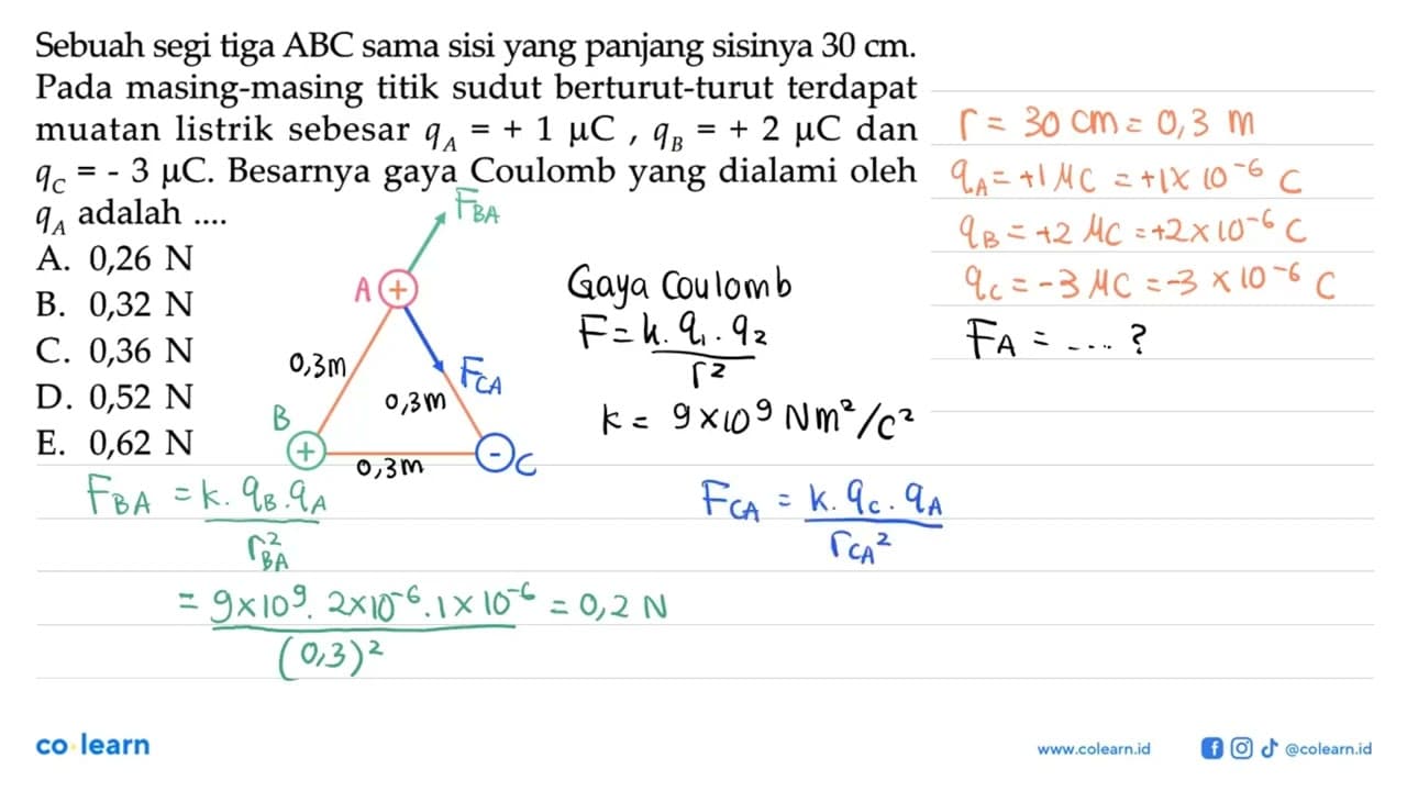 Sebuah segi tiga ABC sama sisi yang panjang sisinya 30 cm.