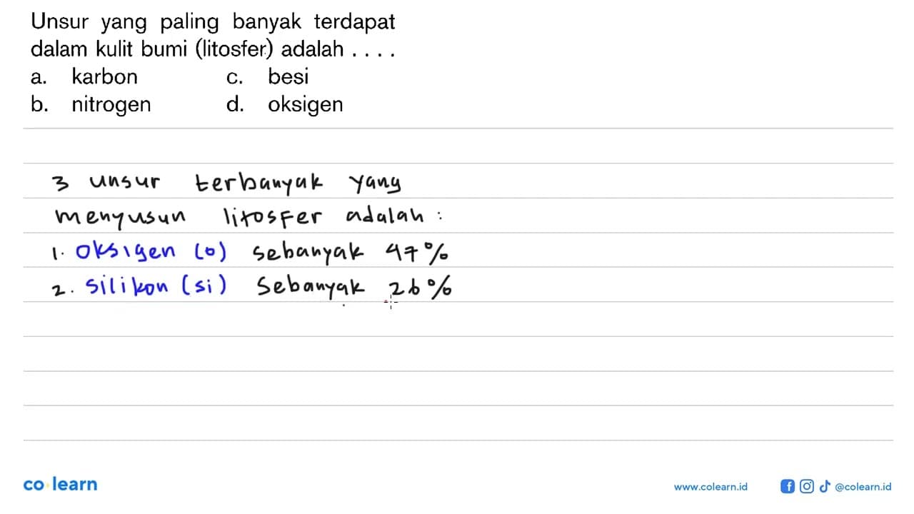 Unsur yang paling banyak terdapat dalam kulit bumi