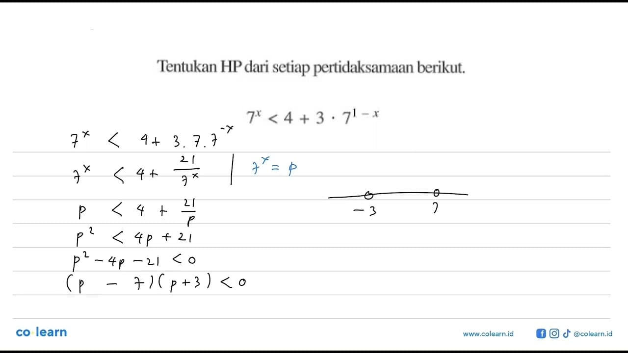 Tentukan HP dari setiap pertidaksamaan berikut.