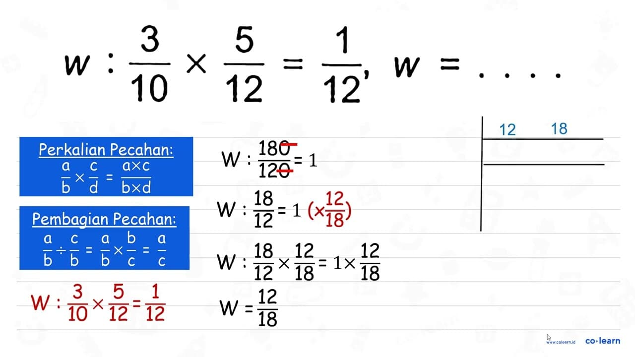 w: 3/10 x 5/12=1/12, w=...