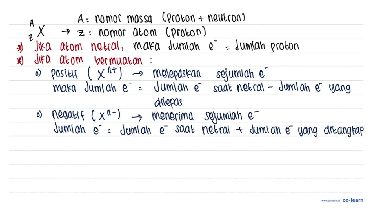 Tentukan nomor atom dan massa atom dari unsur yang inti