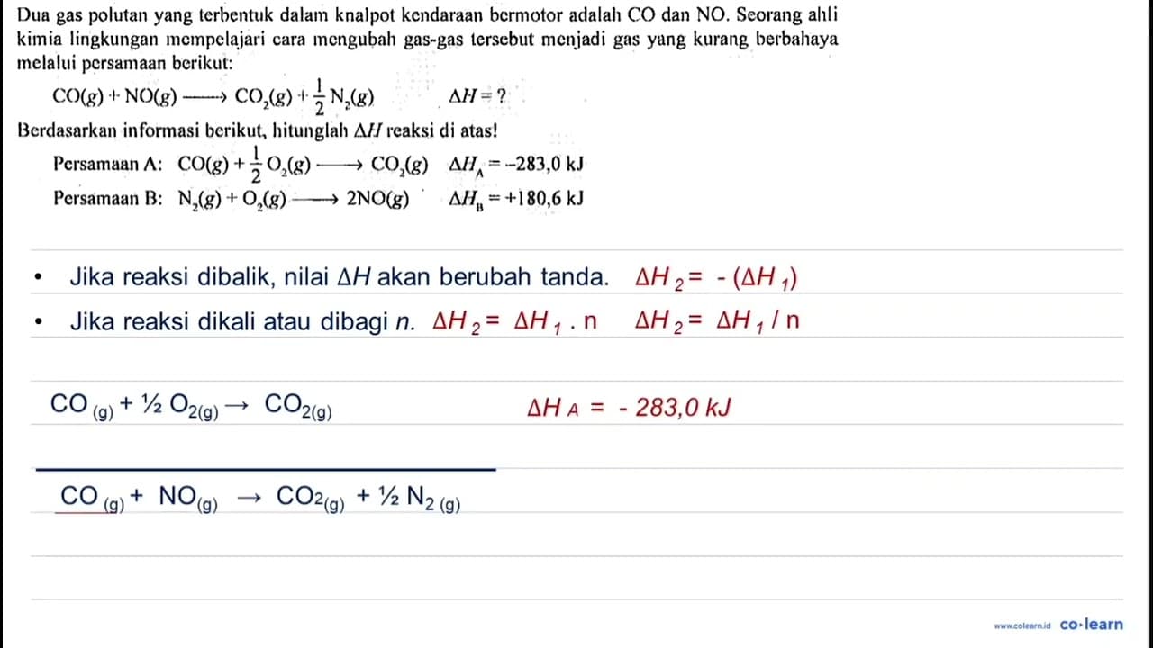 Dua gas polutan yang terbentuk dalam knalpot kendaraan