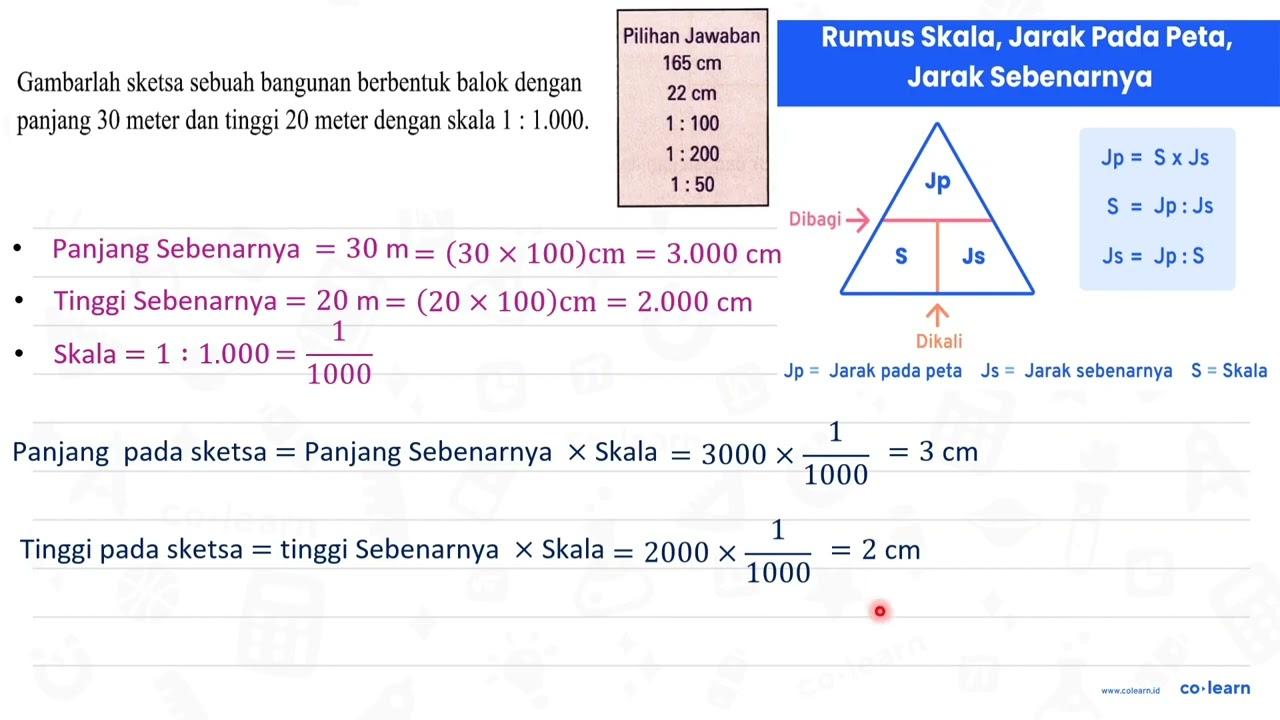 { 2 ) Pilihan Jawaban 165 cm Gambarlah sketsa sebuah