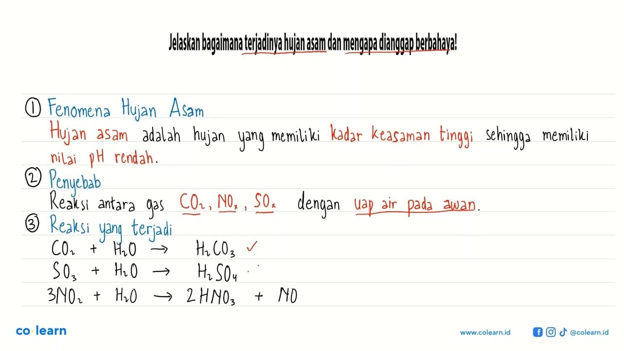 Jelaskan bagaimana terjadinya hujan asam dan mengapa