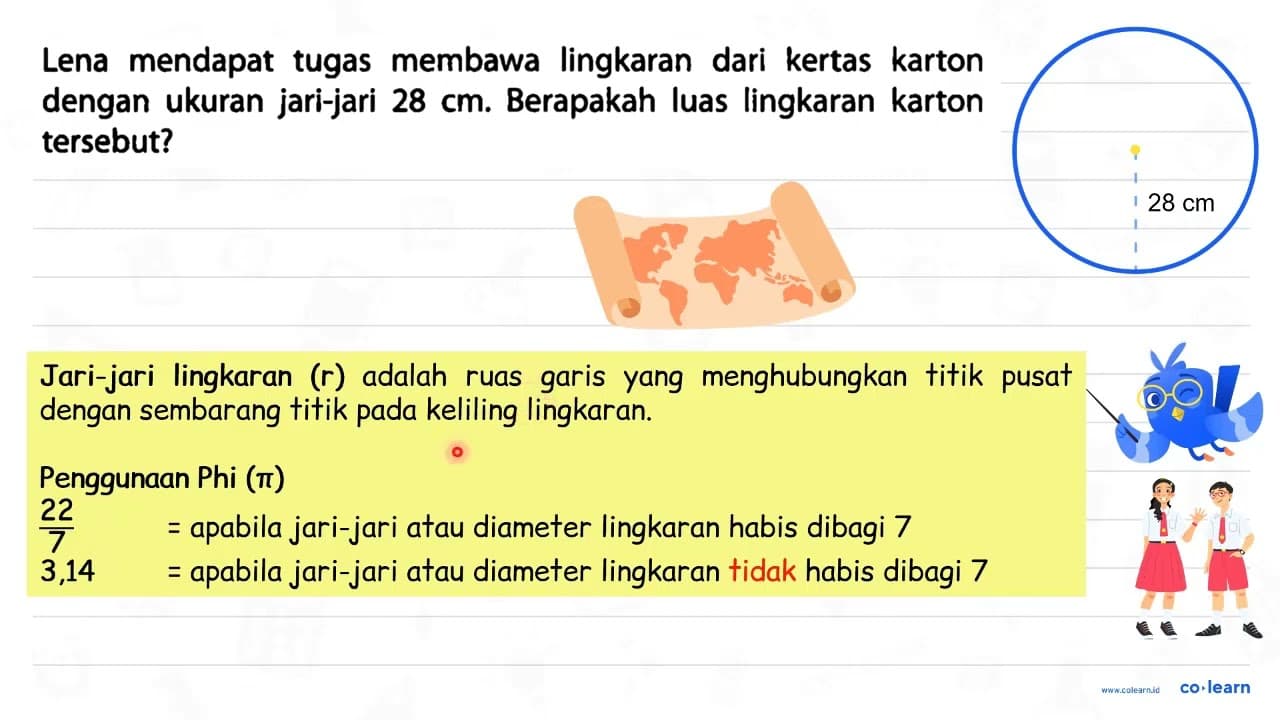 Lena mendapat tugas membawa lingkaran dari kertas karton