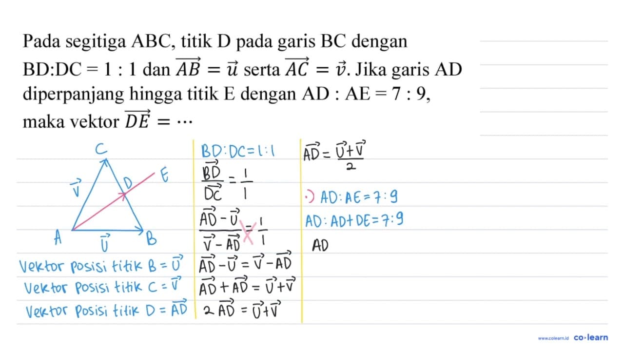 Pada segitiga ABC, titik D pada garis BC dengan BD : DC = 1