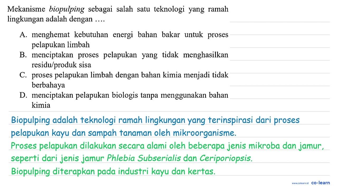 Mekanisme biopulping sebagai salah satu teknologi yang