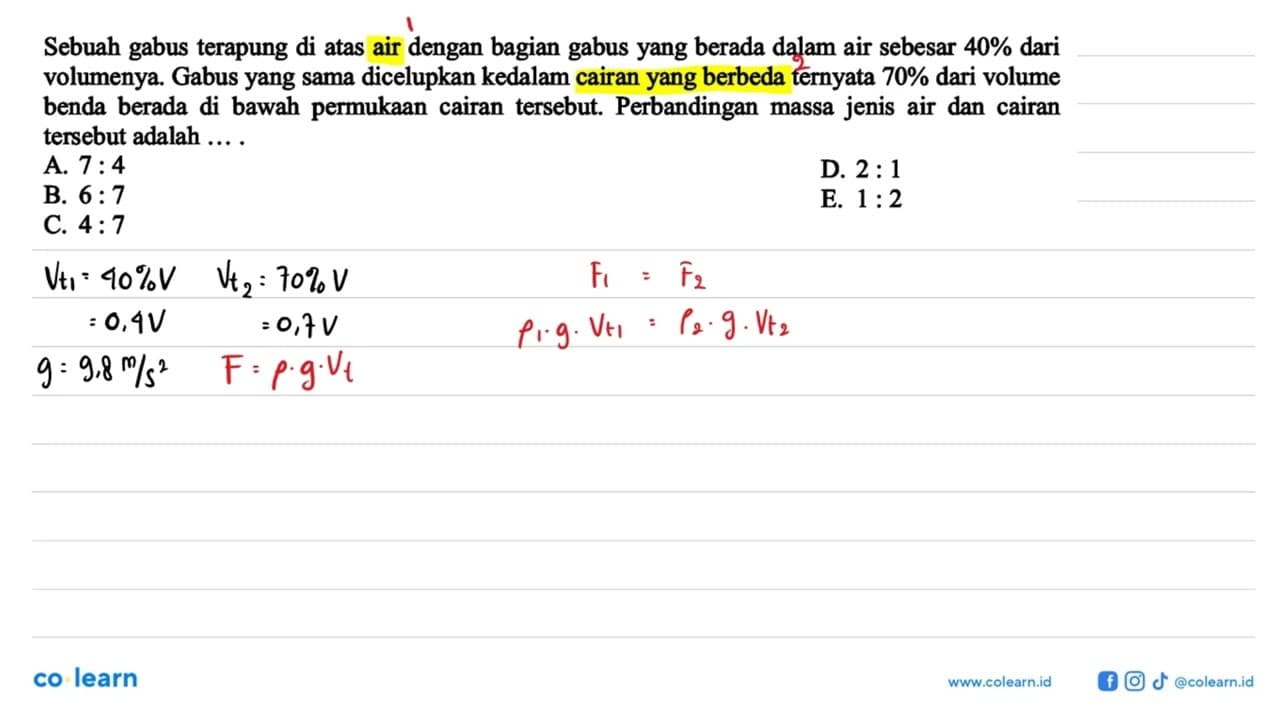 Sebuah gabus terapung di atas air dengan bagian gabus yang