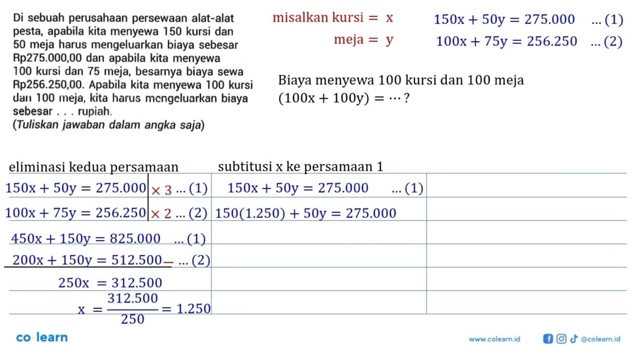 Di sebuah perusahaan persewaan alat-alat pesta, apabila