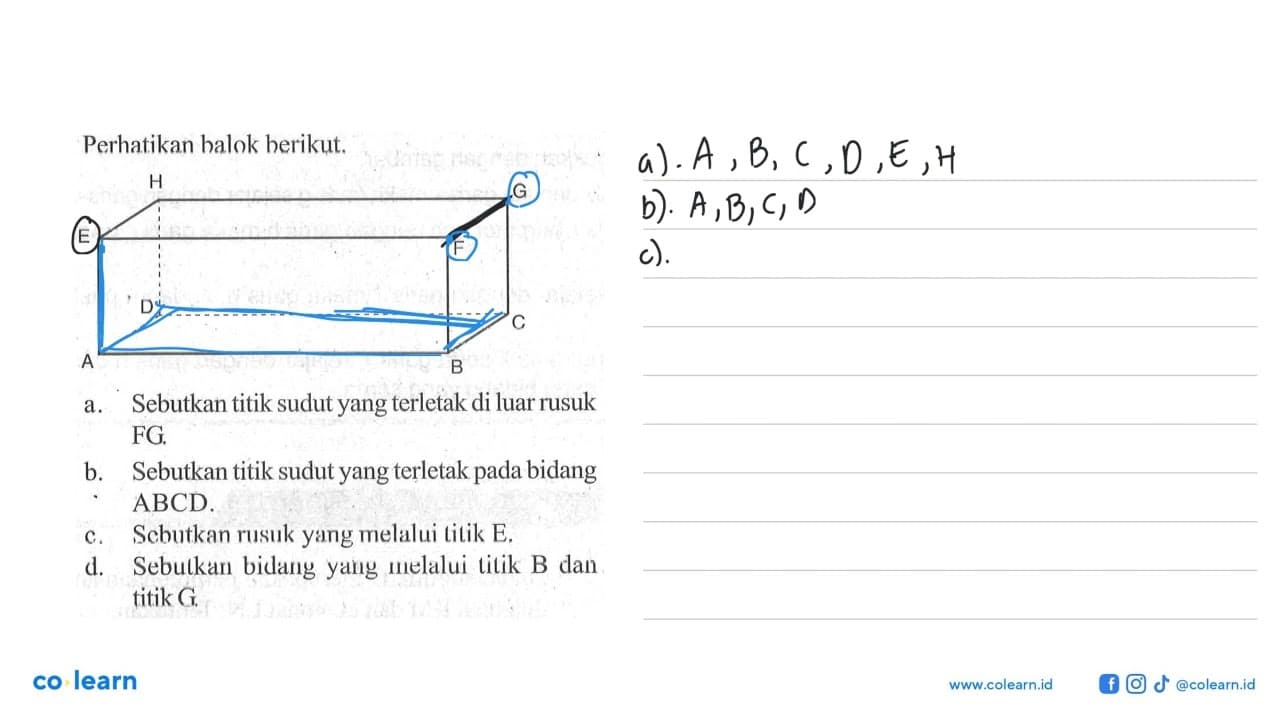 Perhatikan balok berikut, a.Sebutkan titik sudut yang