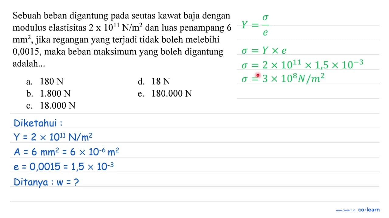 Sebuah beban digantung pada seutas kawat baja dengan