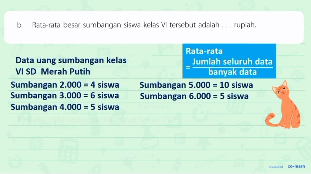 Tabel berikut menyajikan data uang sumbangan yang