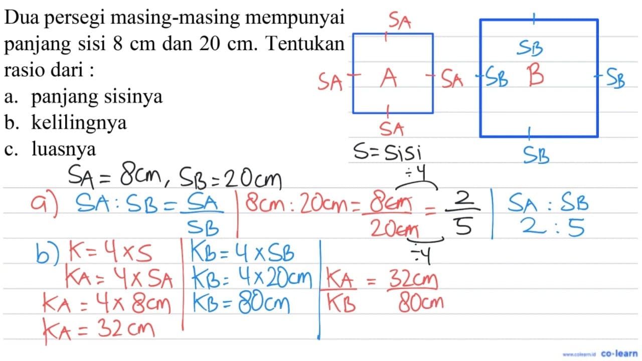 Dua persegi masing-masing mempunyai panjang sisi 8 cm dan