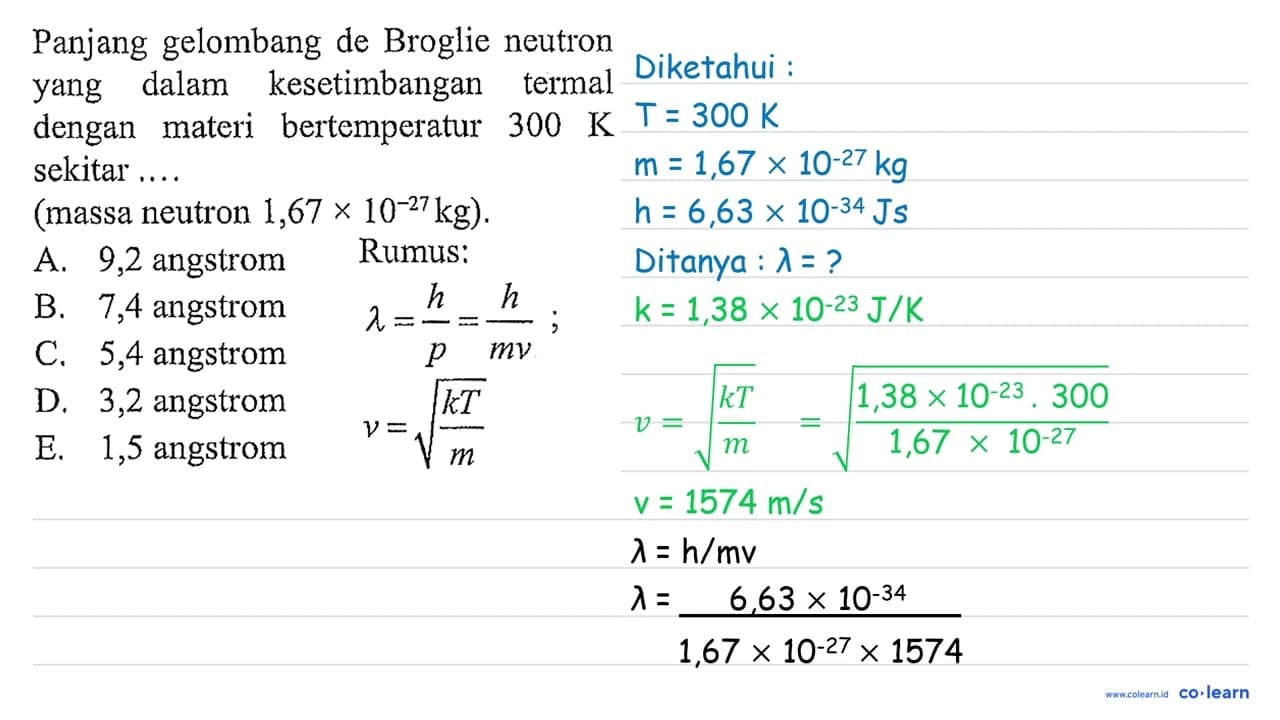 Panjang gelombang de Broglie neutron yang dalam