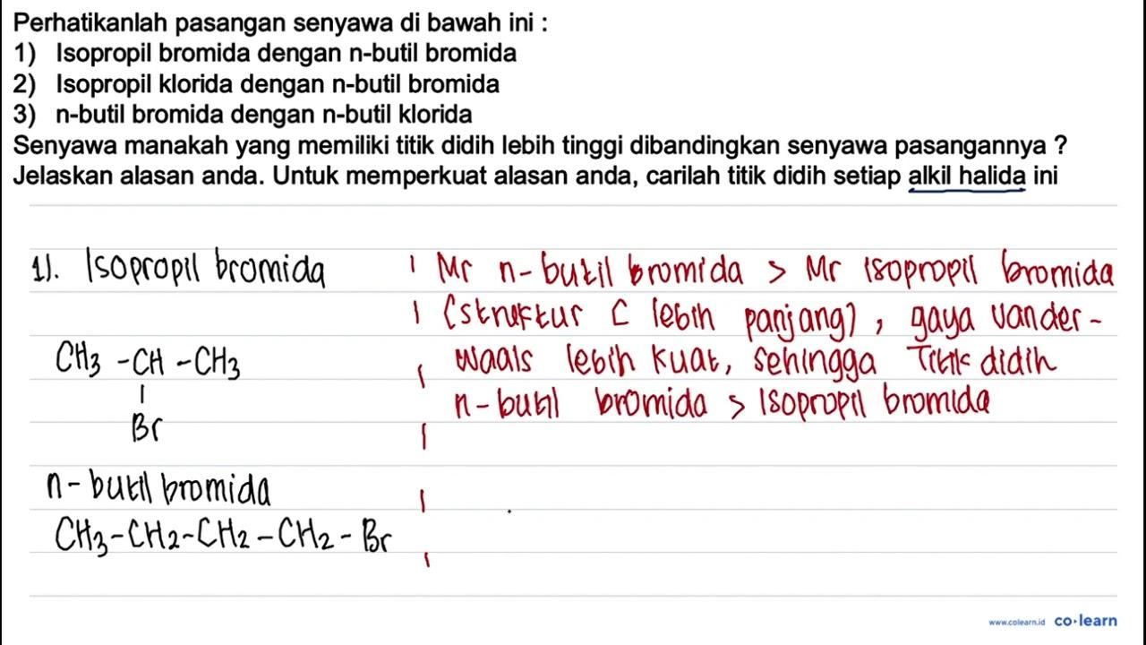 Perhatikanlah pasangan senyawa di bawah ini. (1) isopropil