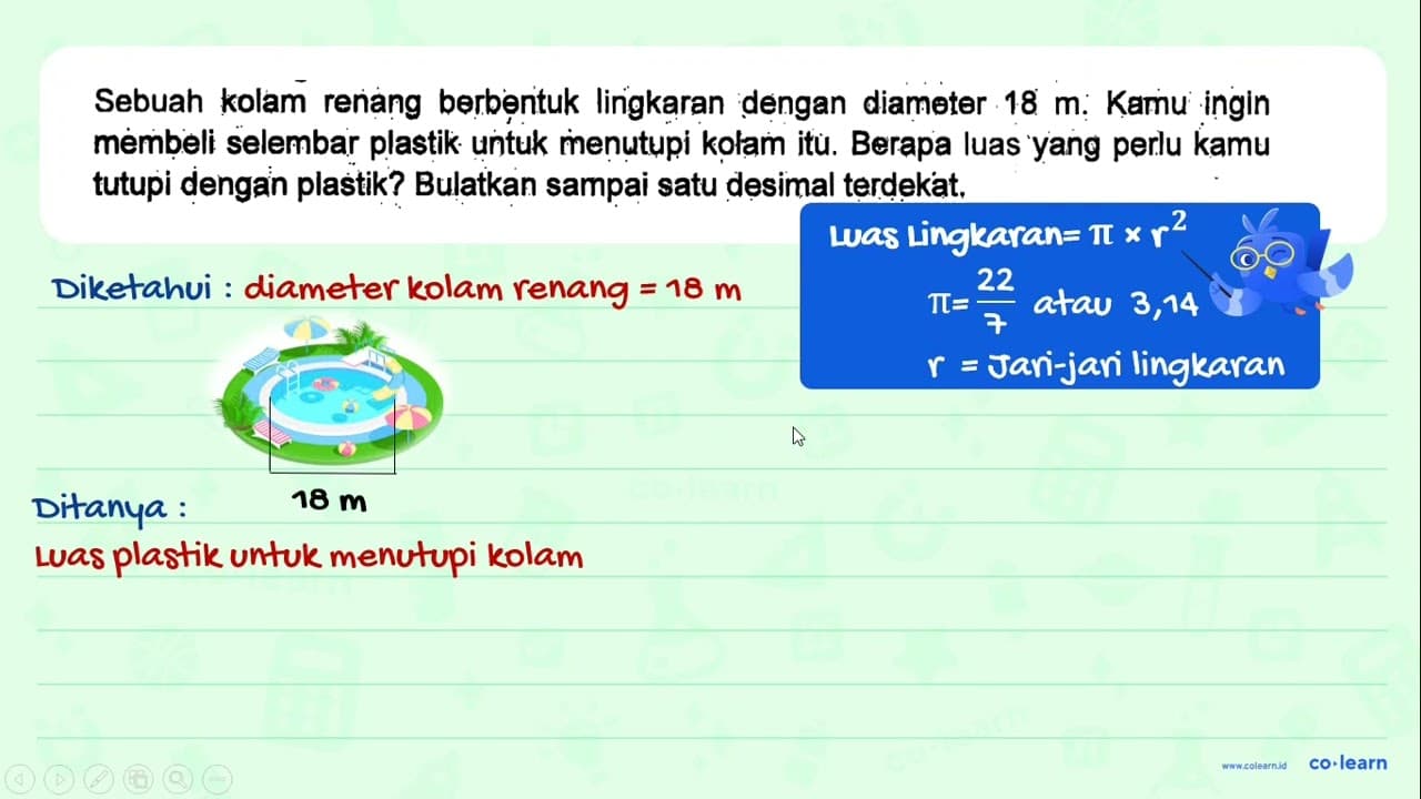 Sebuah kolam renang berbentuk lingkaran dengan diameter