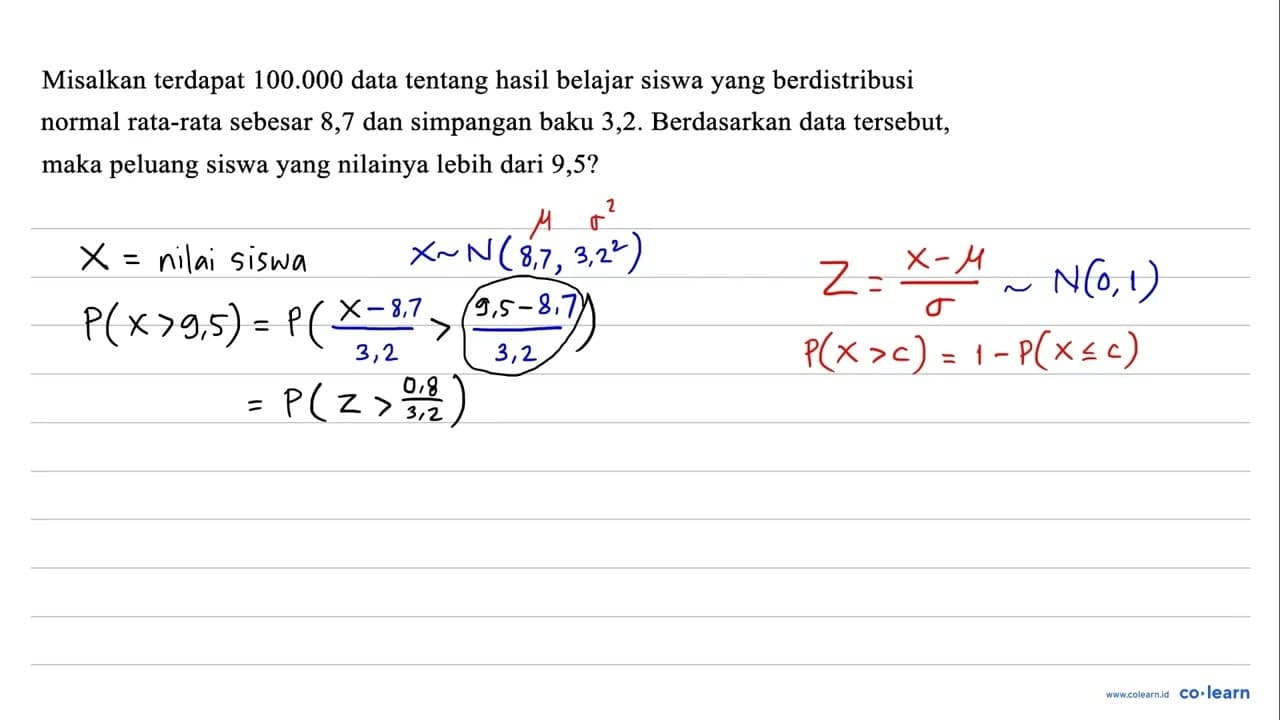 Misalkan terdapat 100.000 data tentang hasil belajar siswa