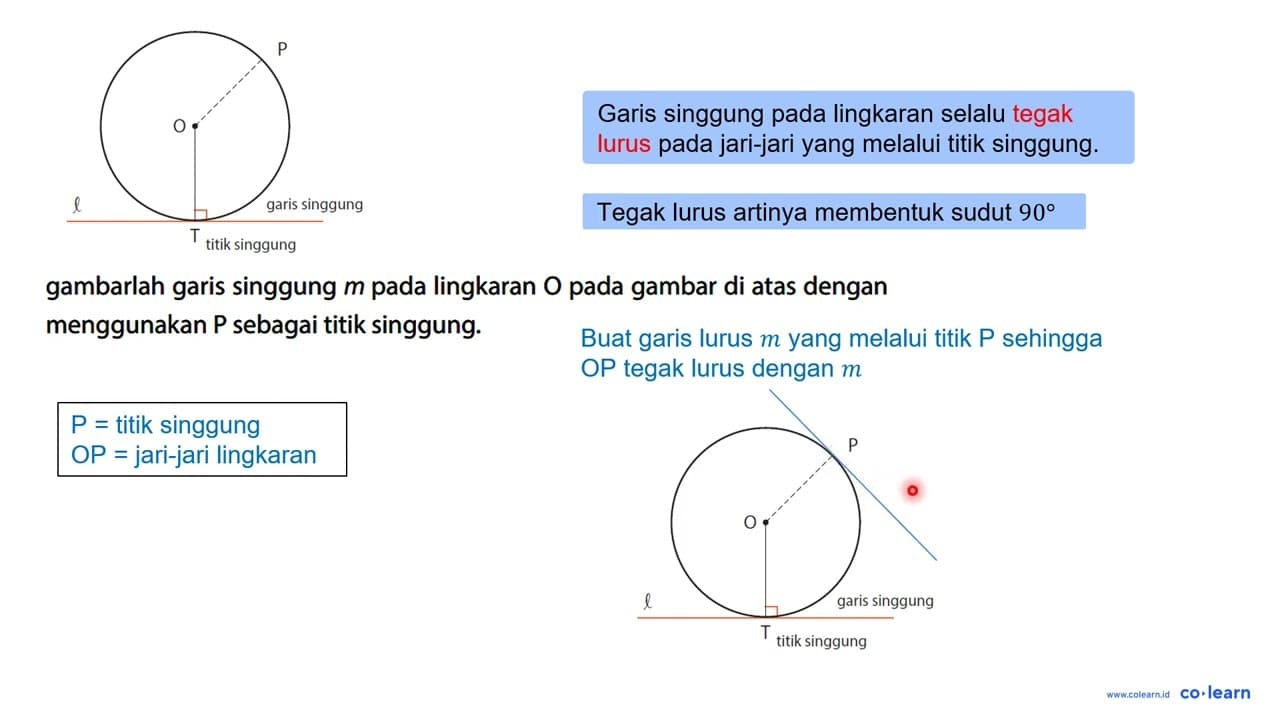 gambarlah garis singgung m pada lingkaran O pada gambar di