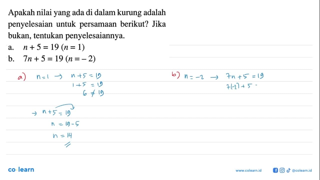 Apakah nilai yang ada di dalam kurung adalah penyelesaian