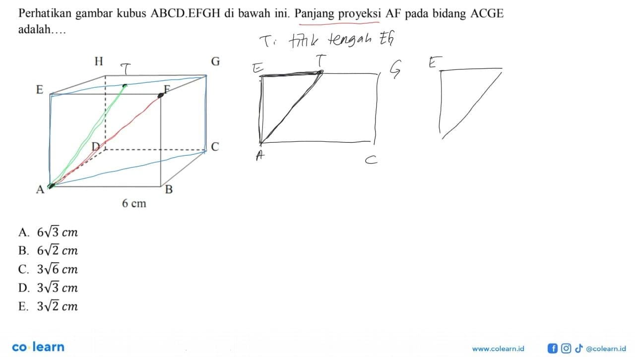 Perhatikan gambar kubus ABCDEFGH di bawah ini. Panjang