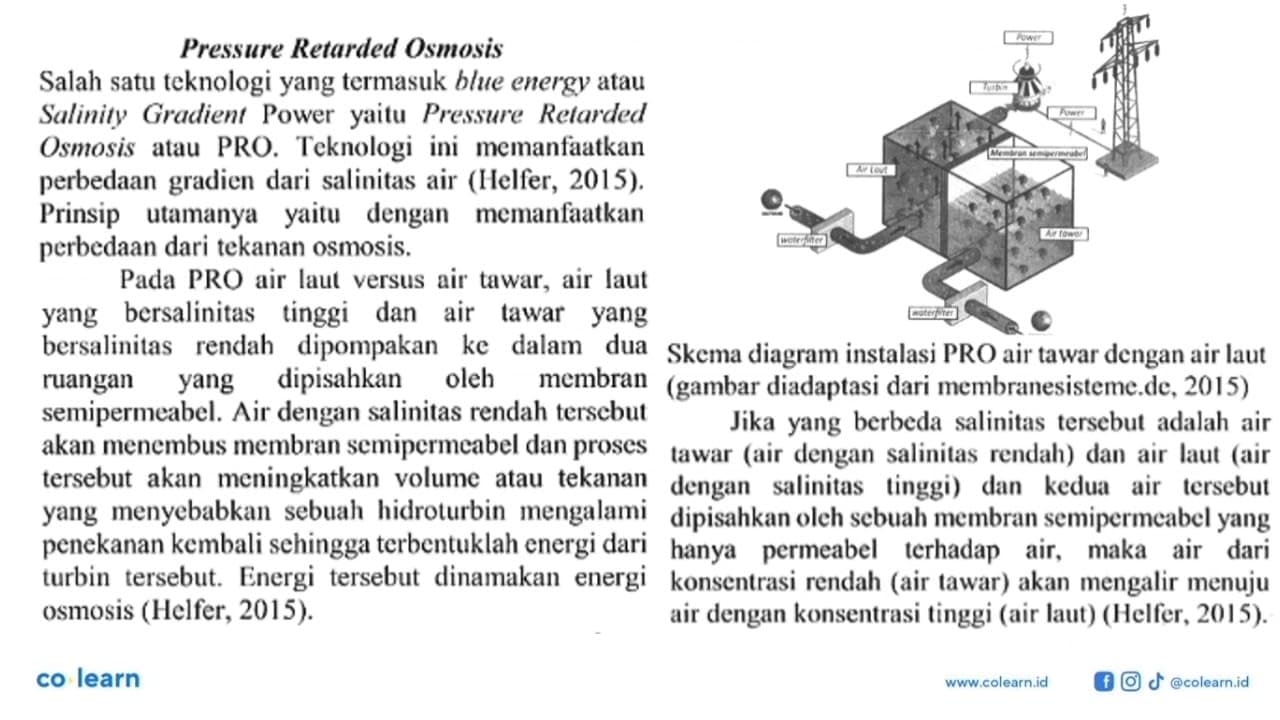 Pressure Retarded Osmosis Salah satu teknologi yang