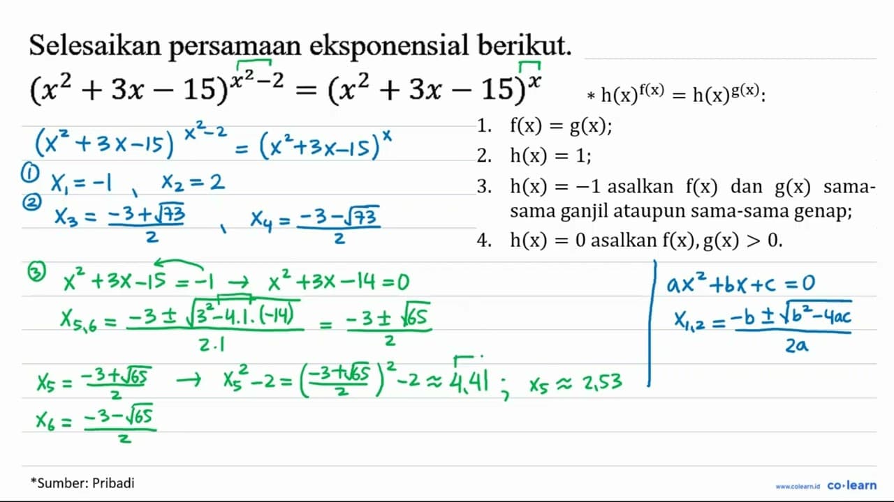 Selesaikan persamaan eksponensial berikut.