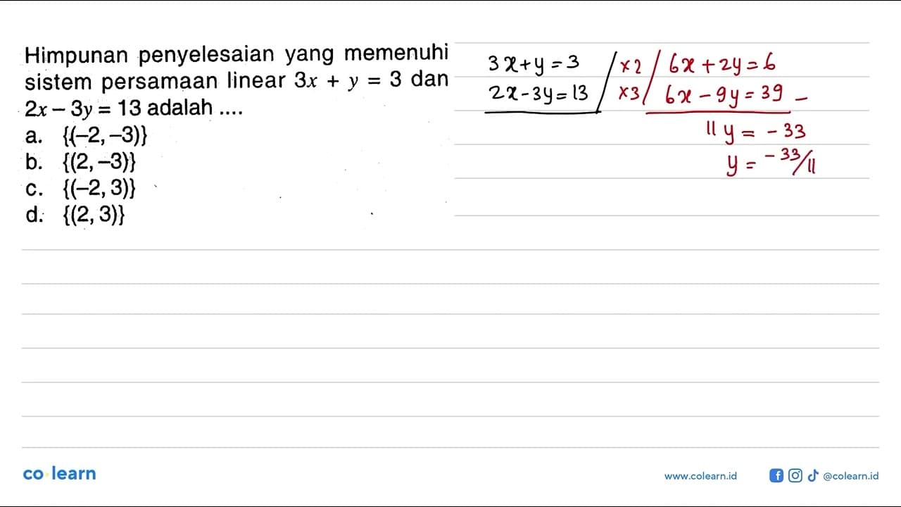 Himpunan penyelesaian yang memenuhi sistem persamaan linear