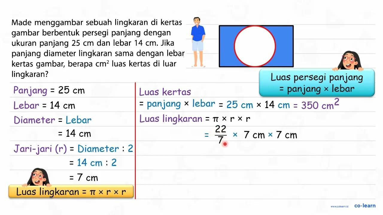 Made menggambar sebuah lingkaran di kertas gambar berbentuk