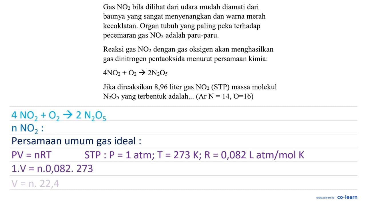 Gas NO_(2) bila dilihat dari udara mudah diamati dari